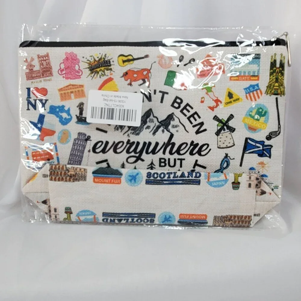 Travel-Themed Cosmetic Pouch  